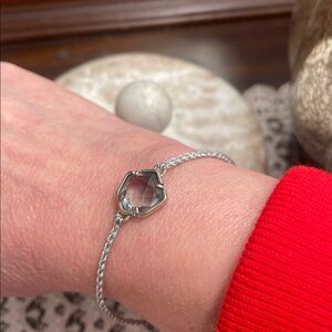 Kendra Scott Adjustable Cord Bracelet – Faceted Stone – Silver Tone – Slide